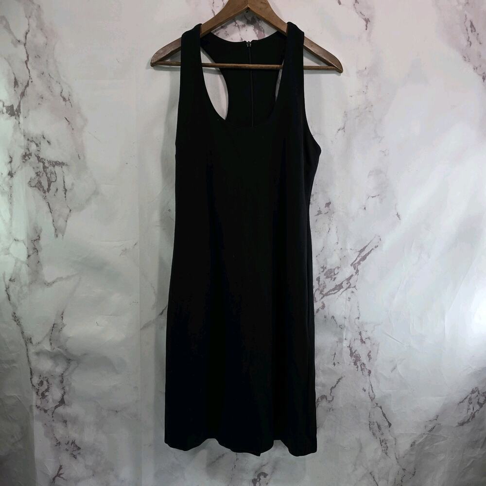 Boston Proper Dress Womens 8 Medium Black Tank Sleeveless Ponte Knit Slit